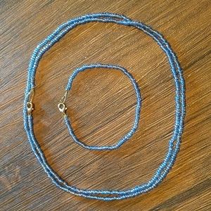 Layered Beaded Choker & Bracelet, Sea Glass 🌊